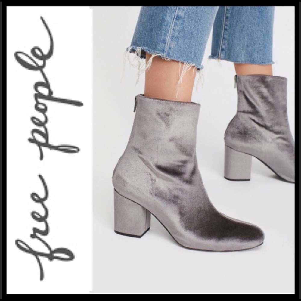 Free People Cecile Block Heel Booties Grey - Picture 2 of 8